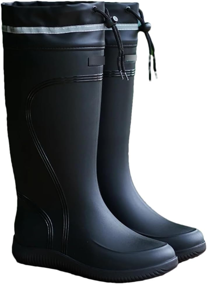 

Мужские и женские резиновые сапоги Wjnvfioo с закрытым носком, водонепроницаемые и непромокаемые, средние по голени, с нескользящей подошвой и шнурком, черный