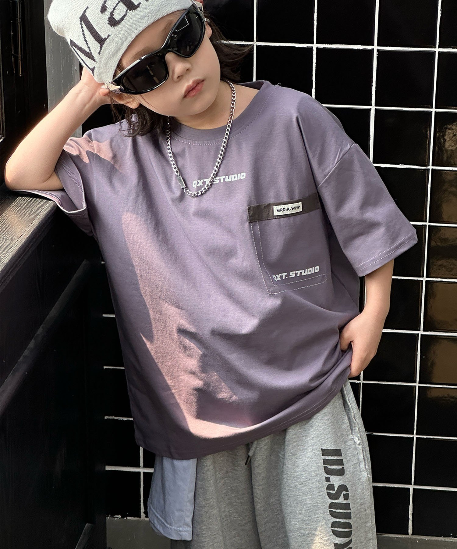 Футболка с принтом Aimoha Kids, purple — фото 2