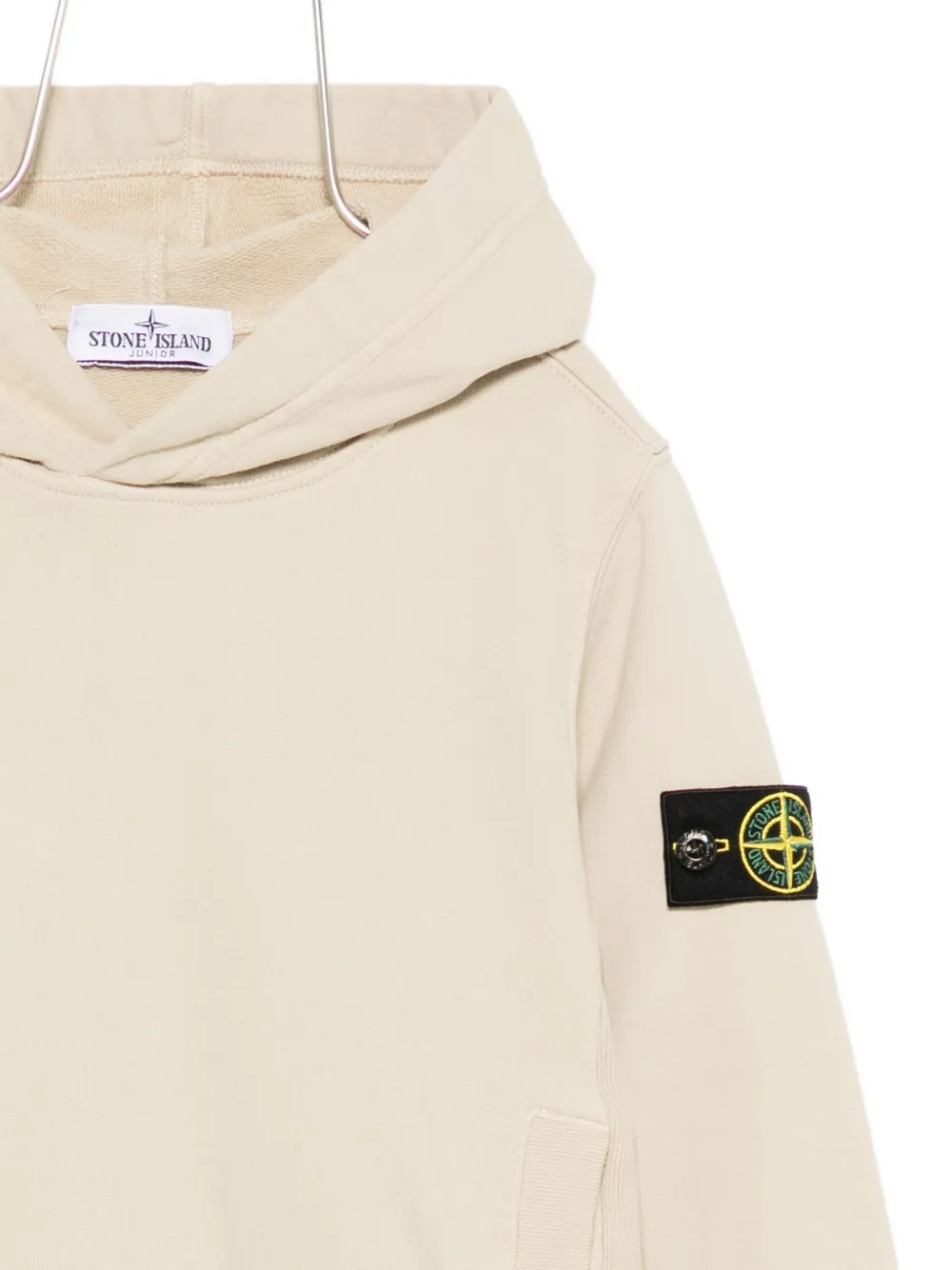 Худи с капюшоном и нашивками Stone Island Junior, нейтральный — фото 3