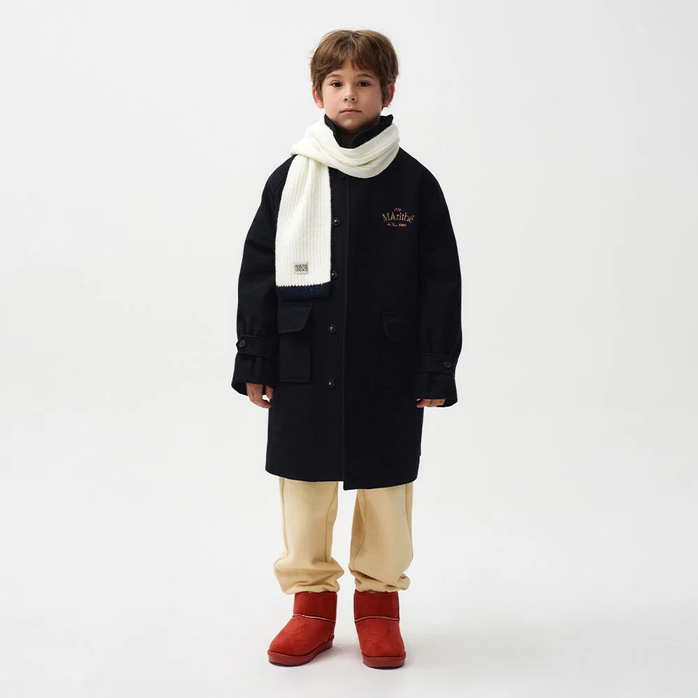 Детское шерстяное пальто тёмно-синее от Marithé Kids