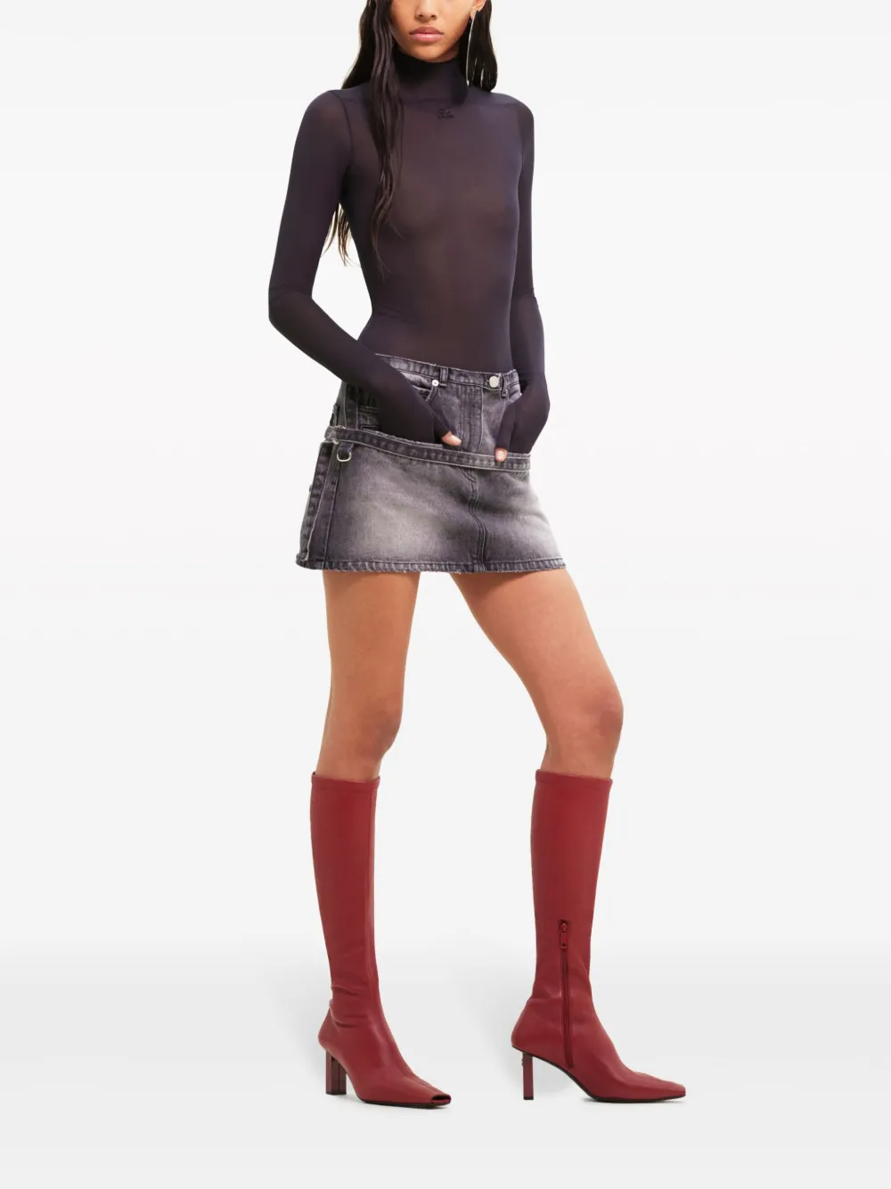 

Юбка мини А-силуэта Courrèges, серый