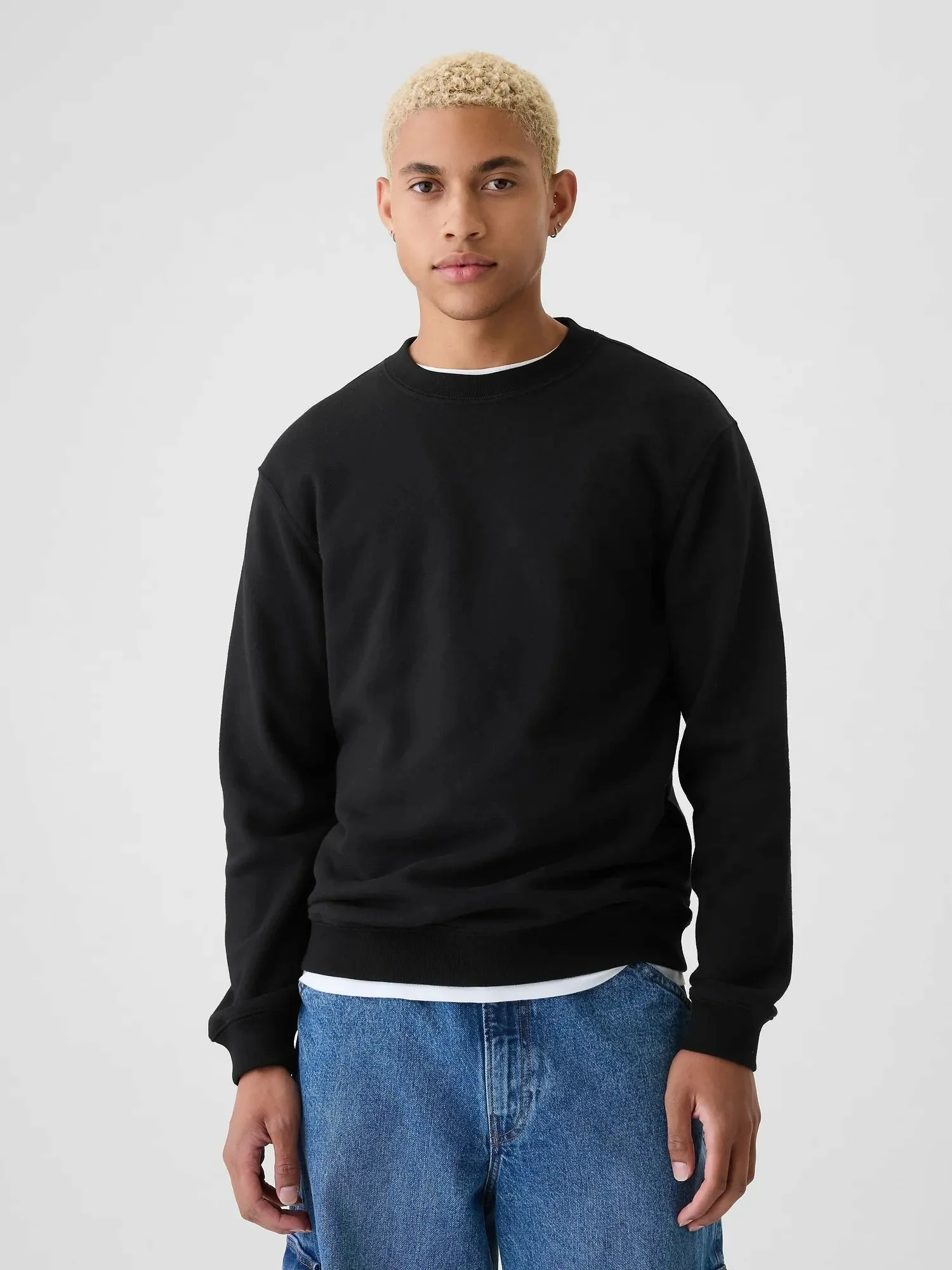 (U) Винтажная мягкая толстовка с круглым вырезом (унисекс) GAP, TRUE_BLACK_V2
