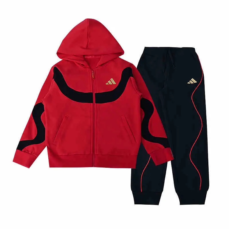 Дошкольная повседневная спортивная одежда Adidas, красно-черная — фото 2