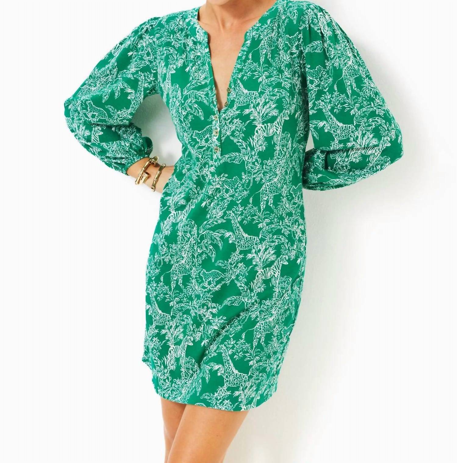 

Платье Эмери в цвете Fiddle Leaf Green Safari Party Lilly Pulitzer