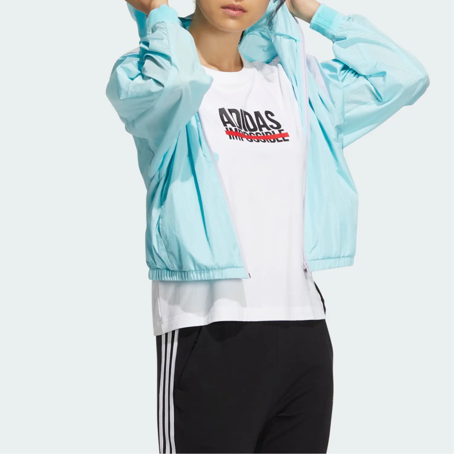 Женская ветровка UST WINDBREAKER Adidas цвета морской волны и белого — фото 4