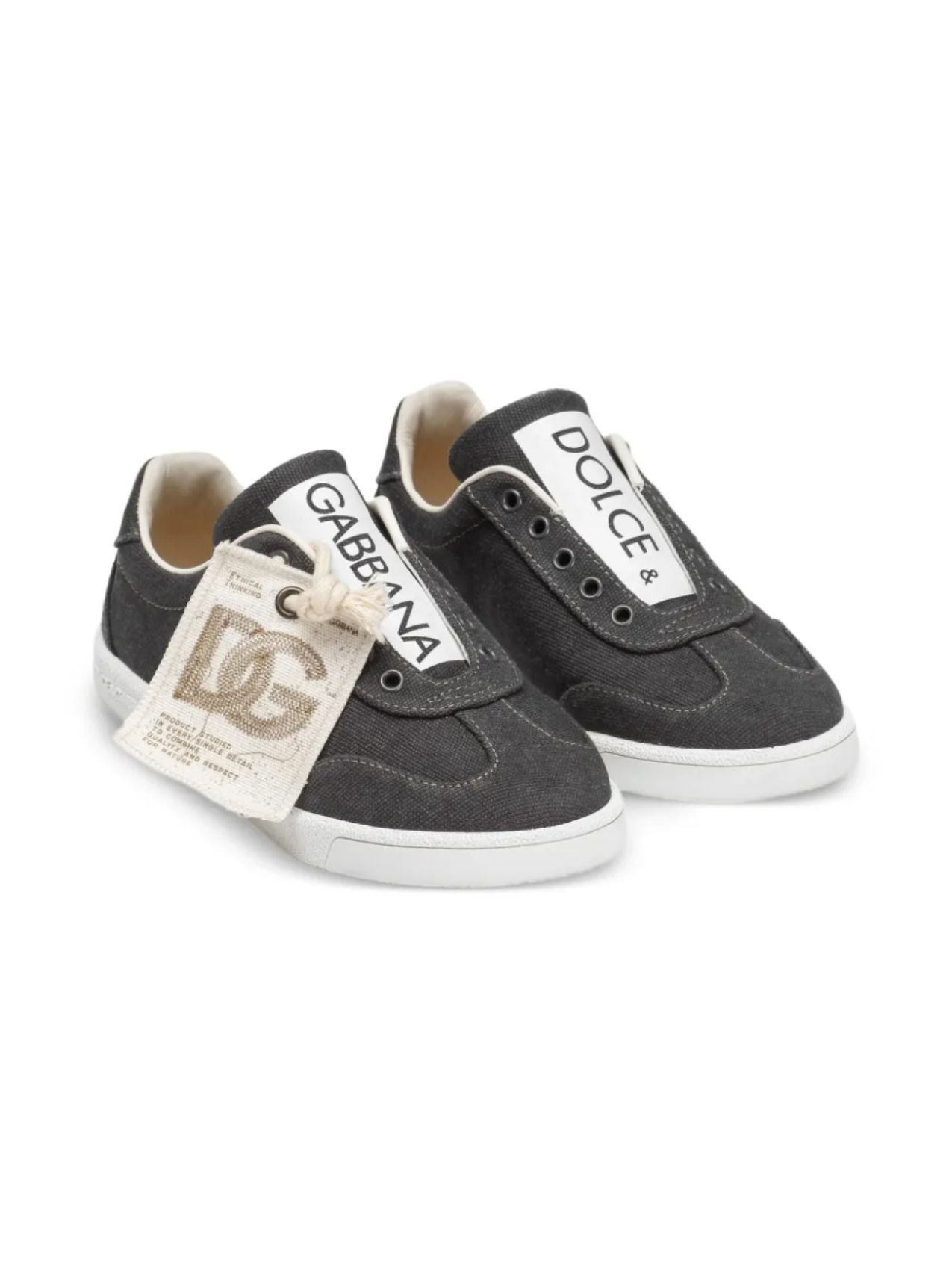

Dolce & Gabbana Kids слипоны из канваса, серый