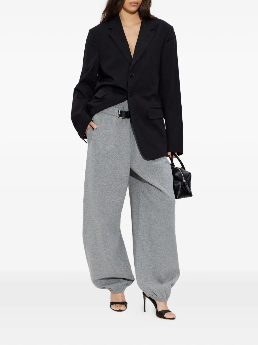 Спортивные брюки с эластичным поясом и поясом-ремнем Alexander Wang, серый — фото 2