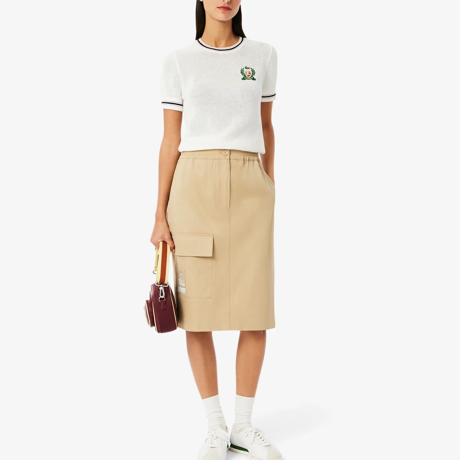 Повседневная длинная юбка LACOSTE Women's Beige, бежевый — фото 3