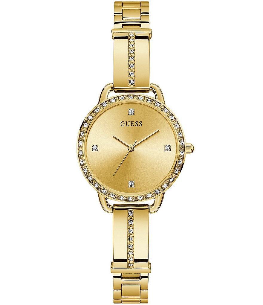 

Женские аналоговые часы Guess с золотистыми кристаллами, золотой