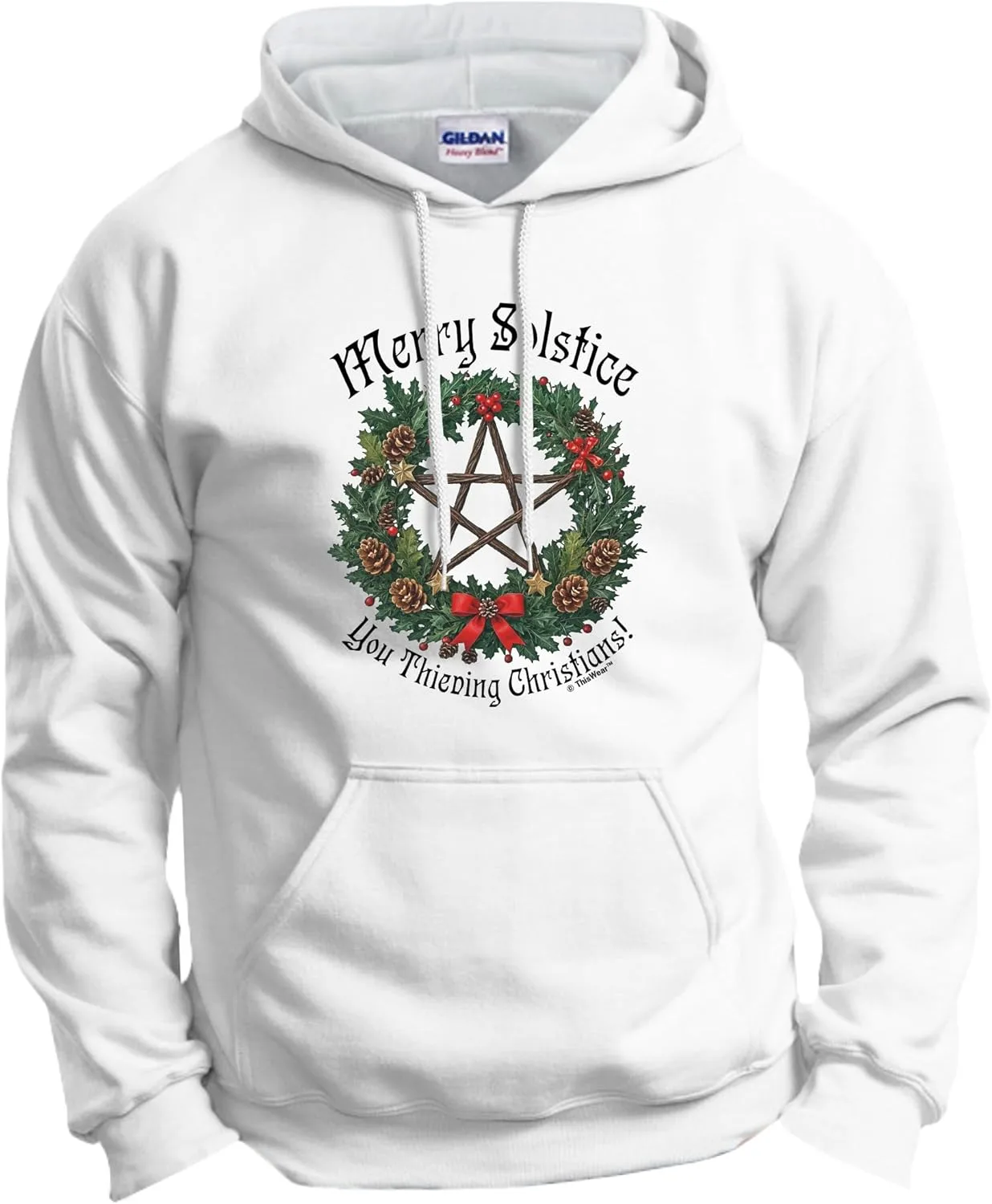 

Толстовка с капюшоном и передним карманом Merry Solstice you Thieving Christians ThisWear