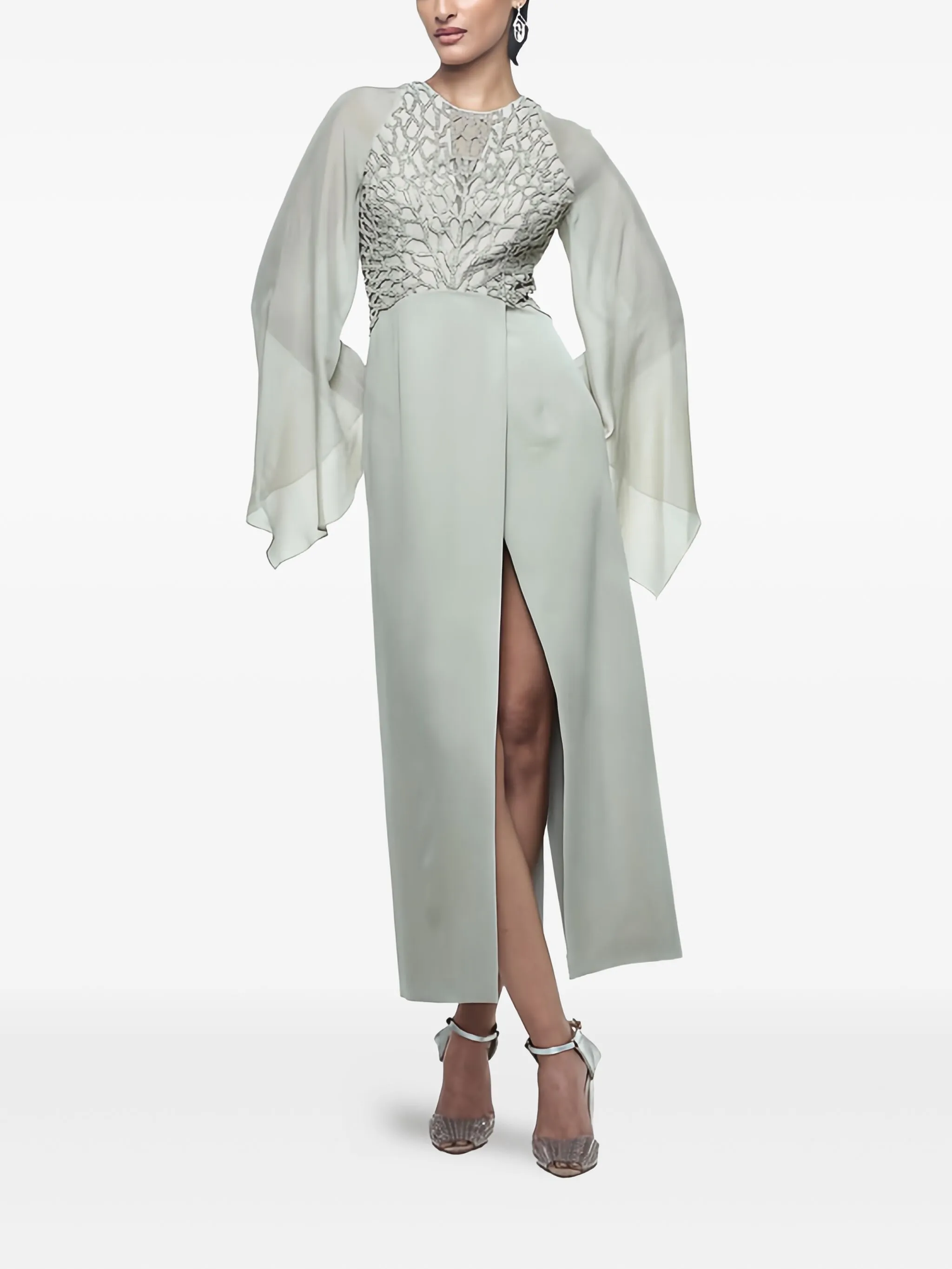 

Декорированное платье макси Rohit Gandhi + Rahul Khanna, серый