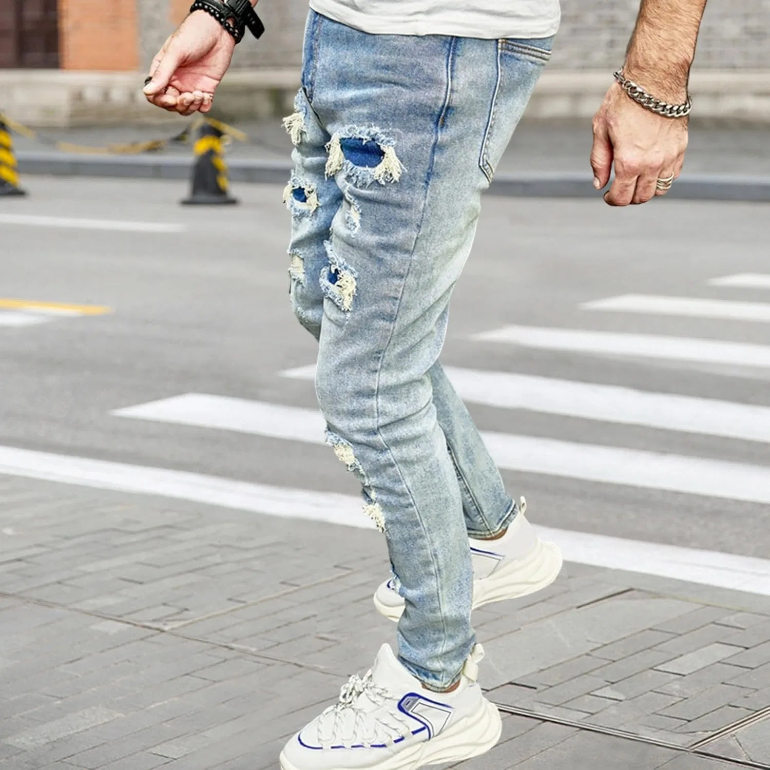 Джинсы синие Stretch Slim Fit — фото 4