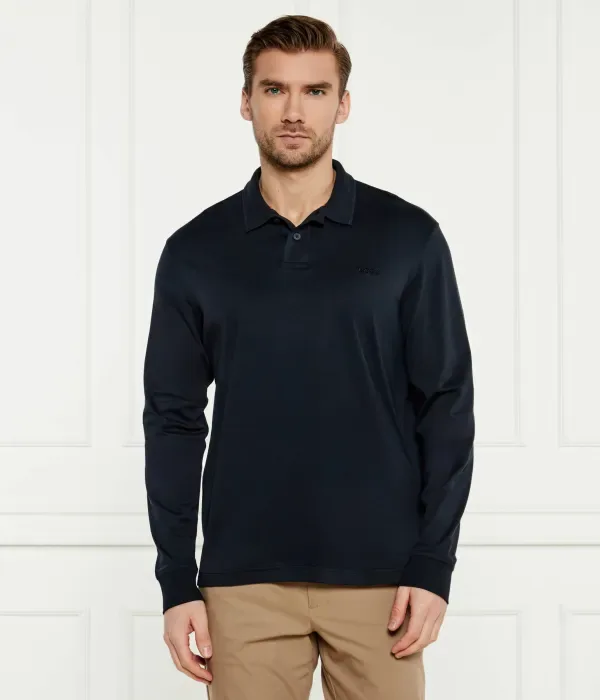 Поло Pe_interlock_long regular fit Boss Orange, темно-синий