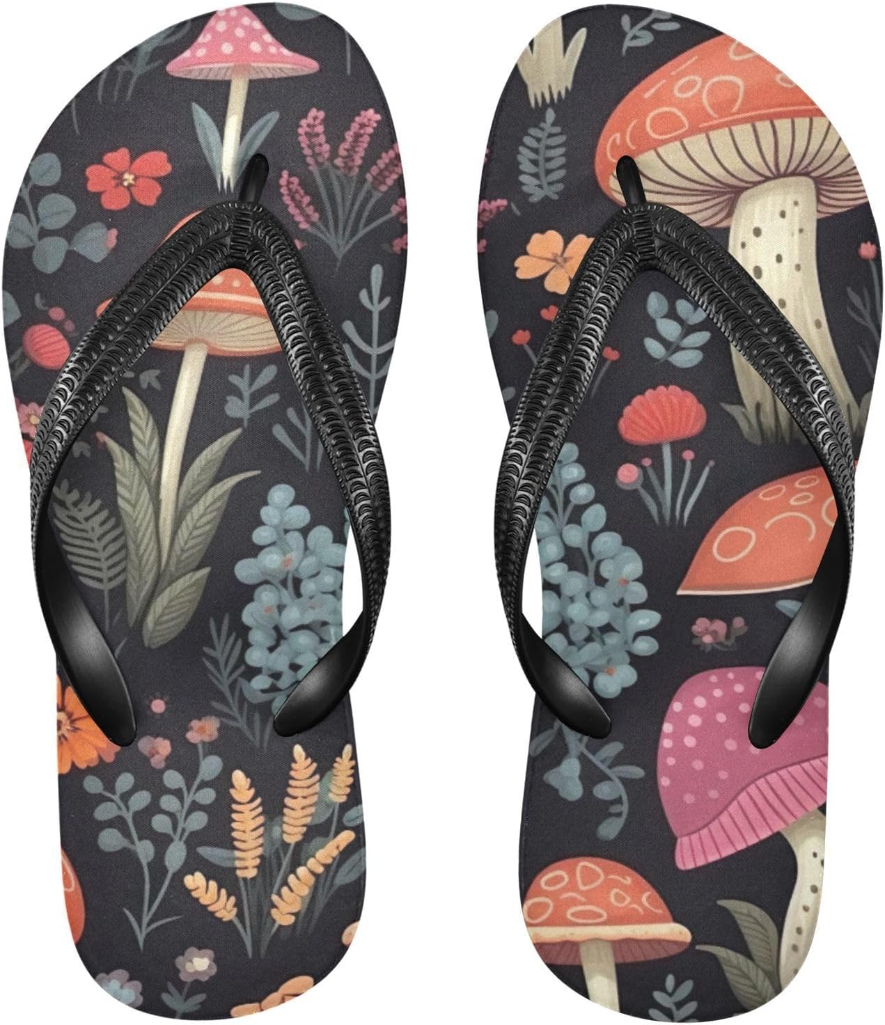 

Женские и мужские летние пляжные шлепанцы Flowers Floral Mushroom, удобные сандалии для душа Kfbe
