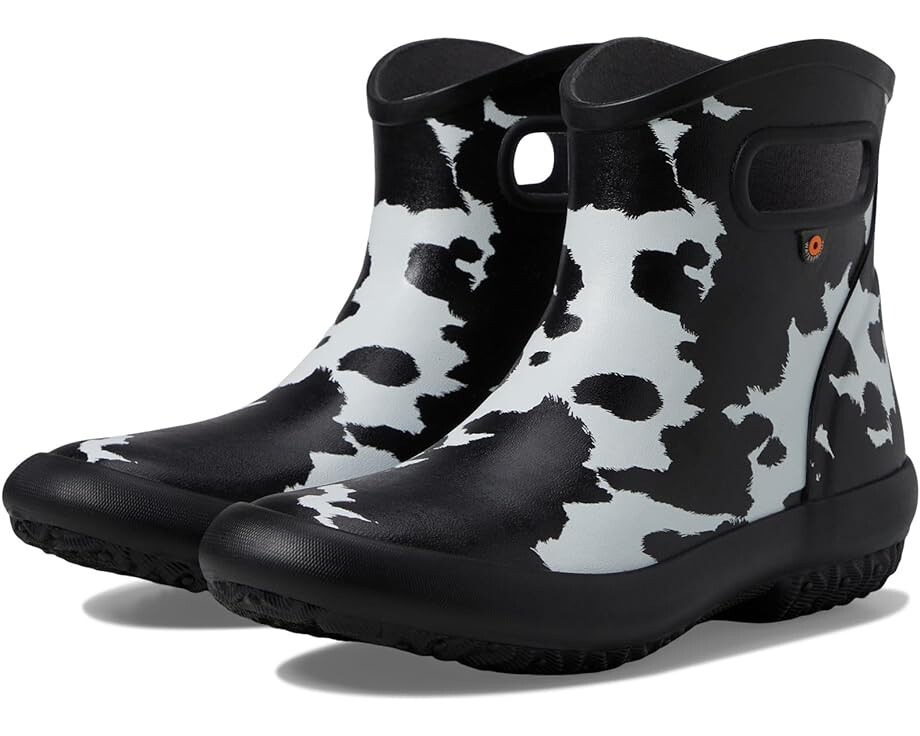 Ботинки Bogs Patch Ankle - Cow, черный/белый
