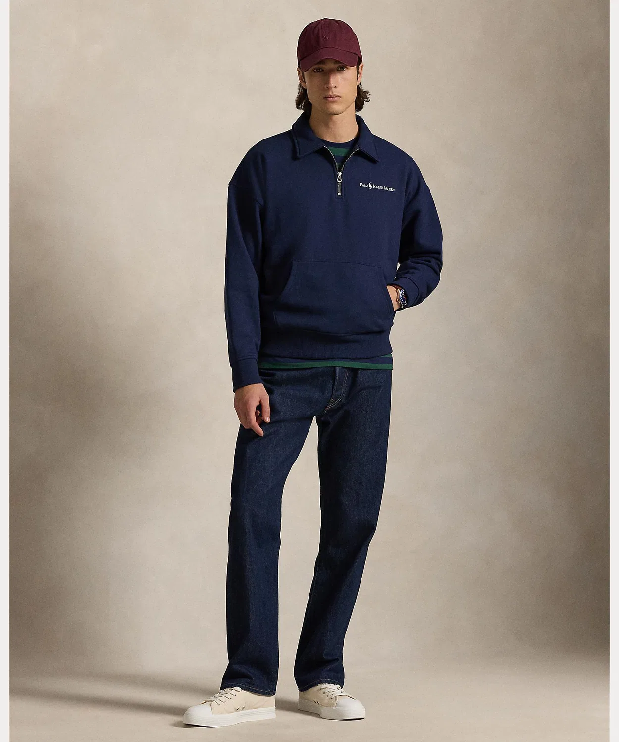 Свитшот с принтом логотипа Polo Ralph Lauren, хлопковый, темно-синий — фото 3