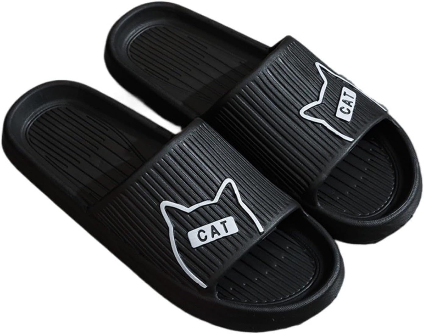 

Милые тапочки с котиком для женщин и мужчин, забавный персонаж, новинка, кавай, пушистые, мягкие, теплые, с подошвой, не скользят, для дома и улицы Elirar, черный