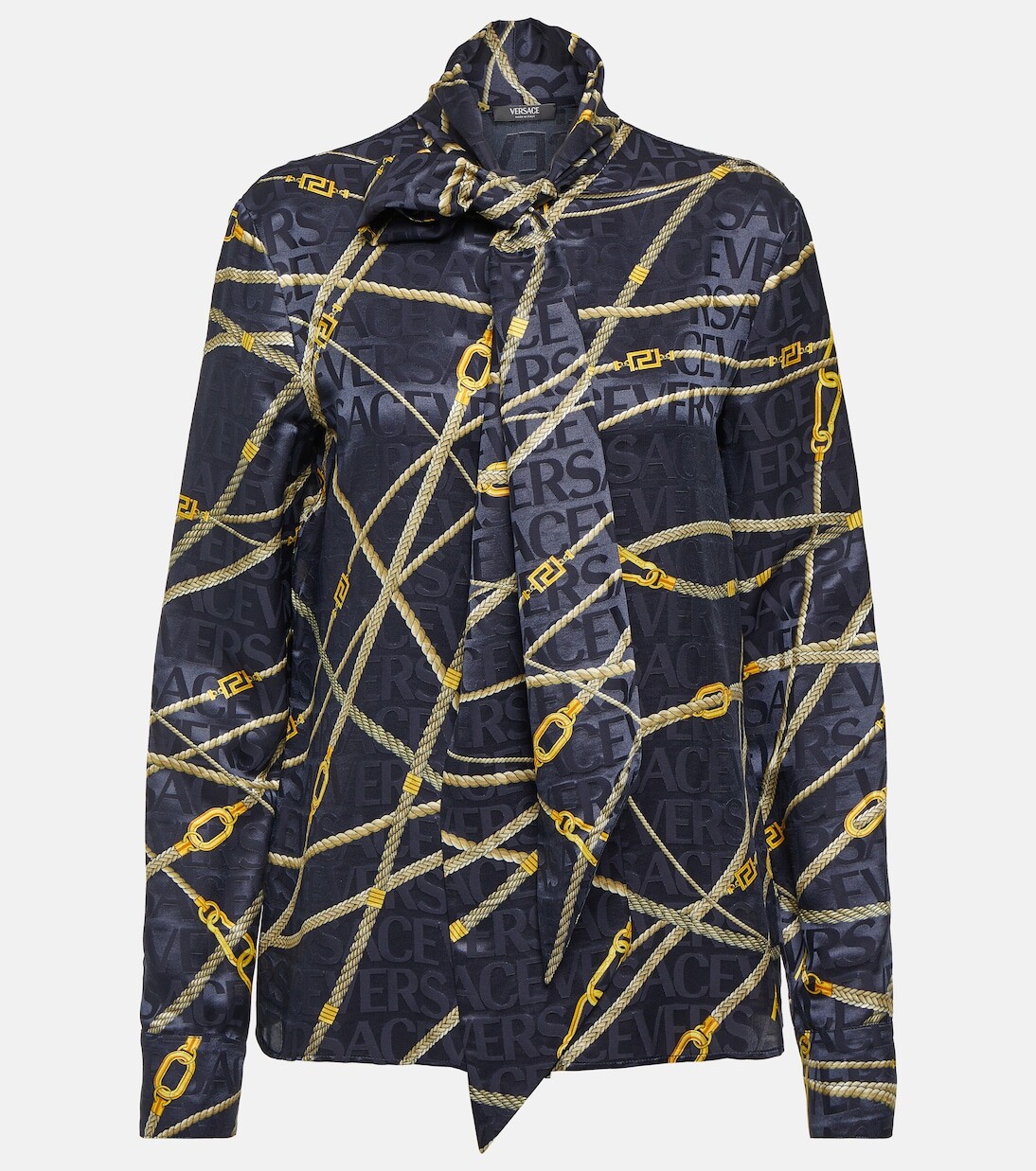 

Блузка greca nautical с завязками на воротнике Versace, синий