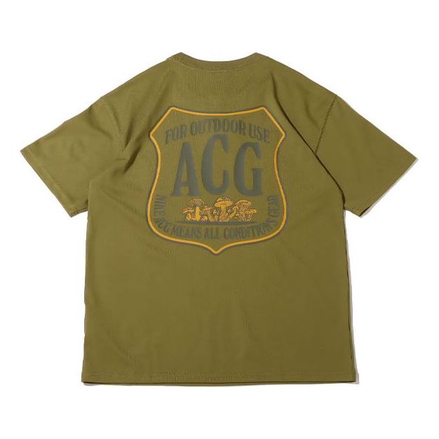 

Футболка Men's Nike ACG Solid Color Alphabet Logo Printing Casual Round Neck Short Sleeve Green T-Shirt DR7758-378, зеленый