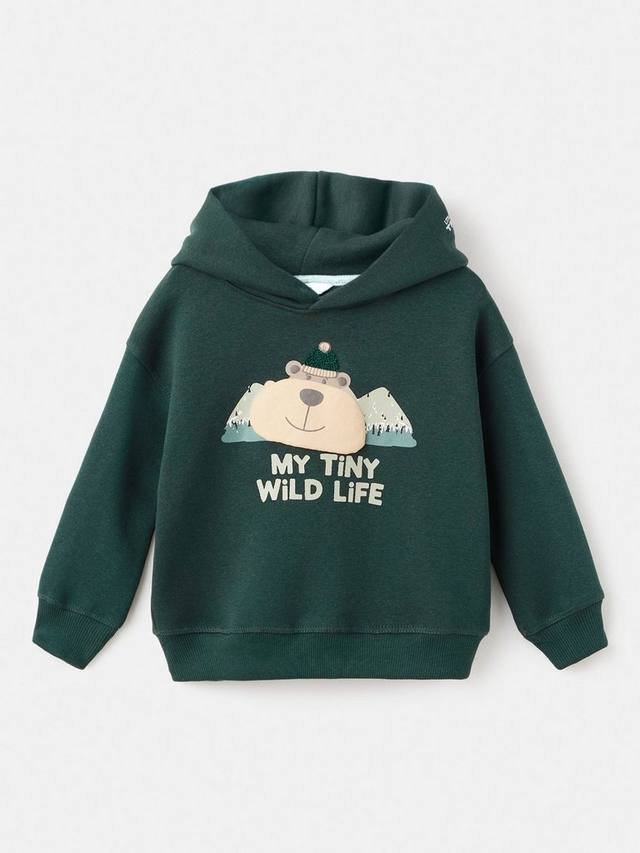 

Детская толстовка с капюшоном в виде мишки из хлопковой смеси Mango, Dark Green