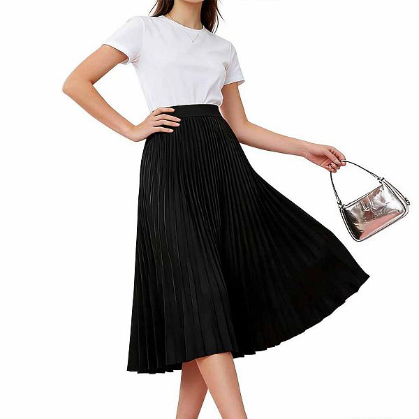 

Женская струящаяся плиссированная юбка-трапеция макси с высокой талией для повседневной носки Elitespirit