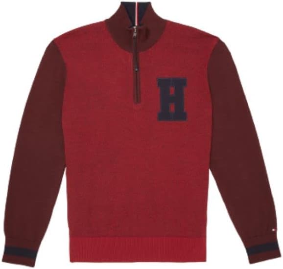 

Мужской адаптивный свитер Tommy Hilfiger с застежкой-молнией и четвертью молнии, Rouge/ Dark Cabernet