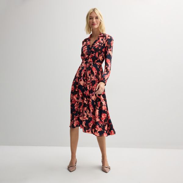 

Женское платье-рубашка миди Nine West, цвет coral abstract flora