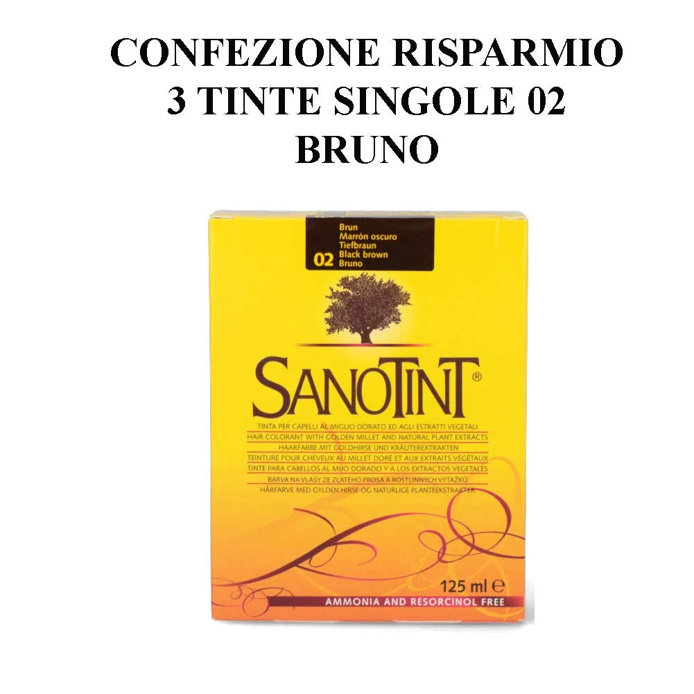 Краска для волос SANOTINT Tinta Classic Colour 2, темно-коричневая, 3 x 125 мл Sanotint — фото 2