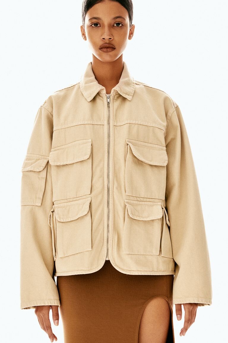 

Практичная джинсовая куртка H&M, бежевый