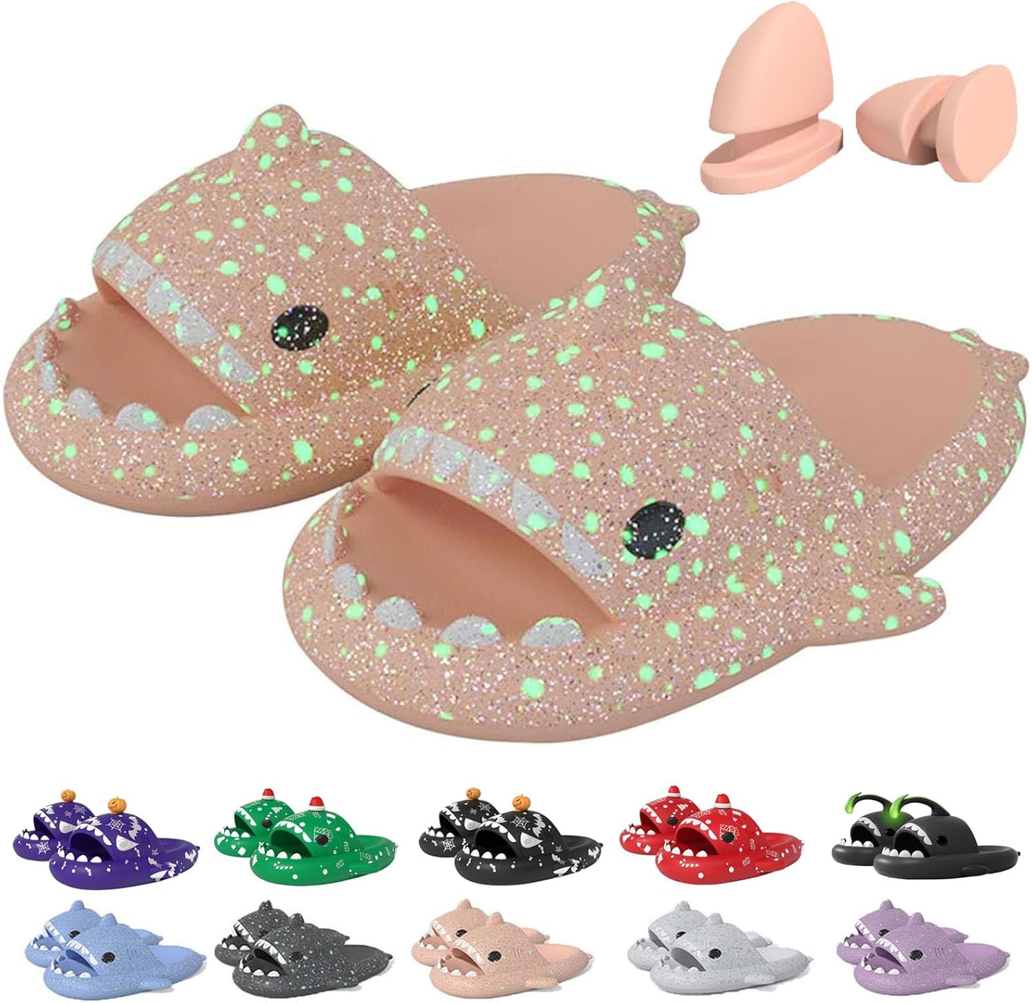

Светящиеся тапочки с акулой Jfxgjuv на Хэллоуин, рождественские шлепанцы с акулой, жуткие 3D мультяшные шлепанцы с акулой, светящиеся в темноте сандалии с акулой для женщин и мужчин