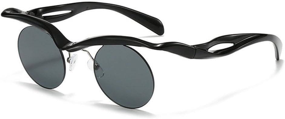 

Солнцезащитные очки без оправы с вырезом под брови, персонализированные, в маленькой оправе, с круглым зеркальным солнцезащитным козырьком и ажурной вставкой, защита от УФ-излучения UV400, SUN2888 Generic, Black