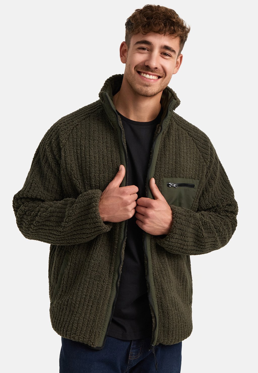

Флисовая куртка INDICODE JEANS, темно-зеленый