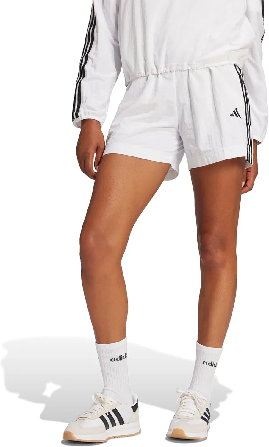 Шорты женские 3-полосные adidas, белый/черный — фото 3
