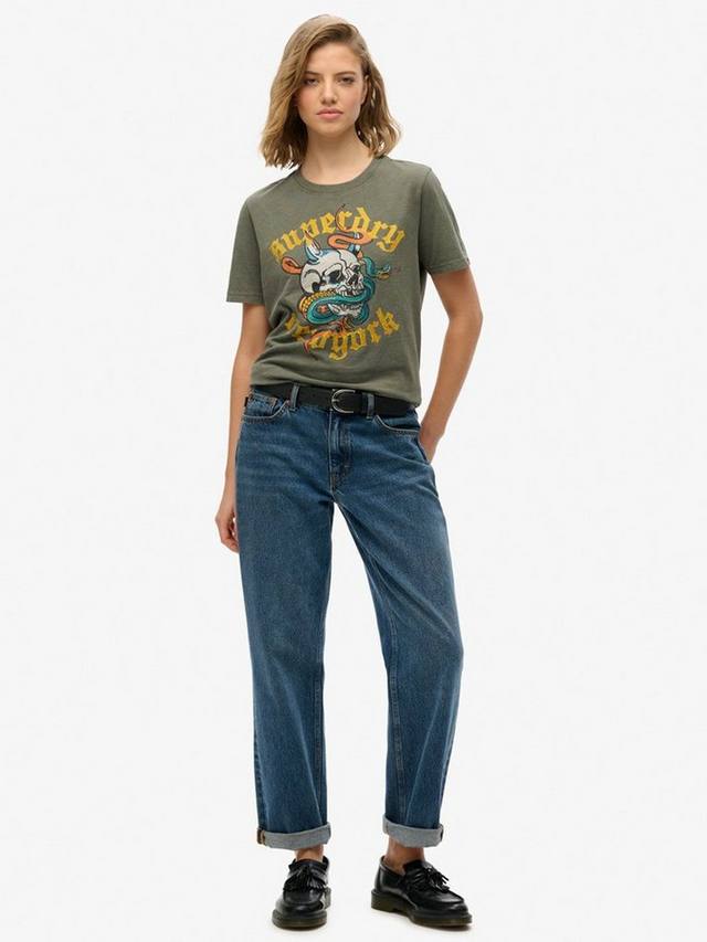 Футболка Relaxed в стиле Neo Trad Tattoo Superdry, Beetle Green Slub — фото 3