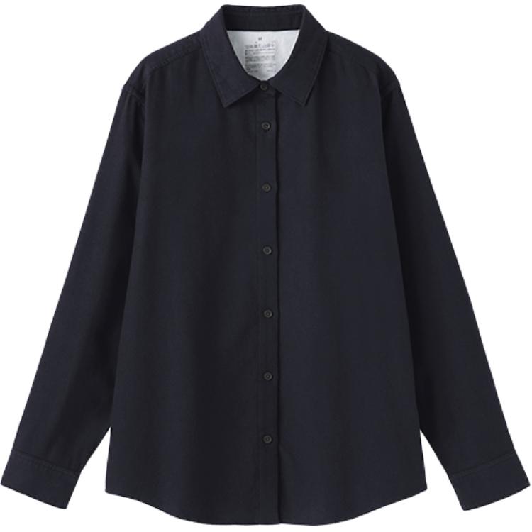 

MUJI Фланелевая рубашка Women's Dark Navy Blue Lapel Others
