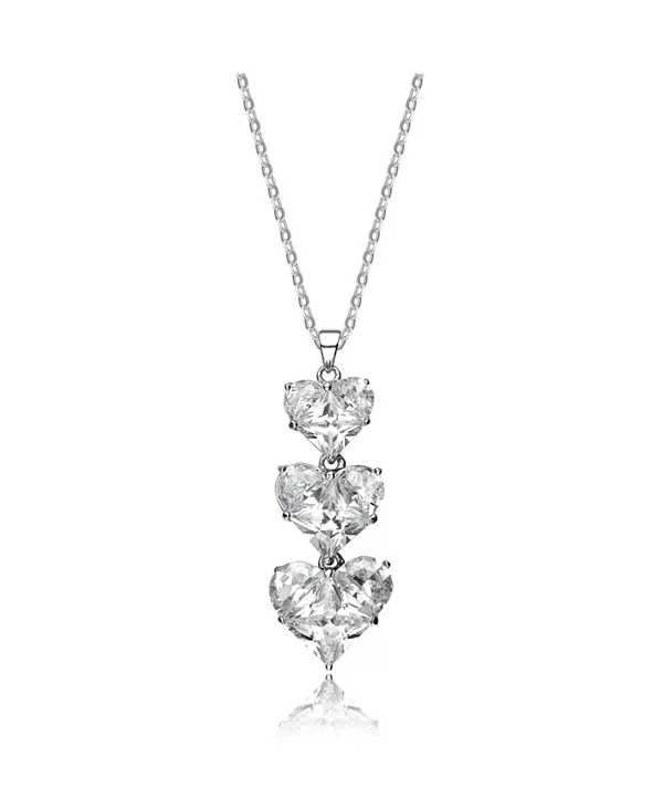 

Подвеска в форме тройного сердца из стерлингового серебра с покрытием из белого золота и кубическим цирконием Genevive, silver