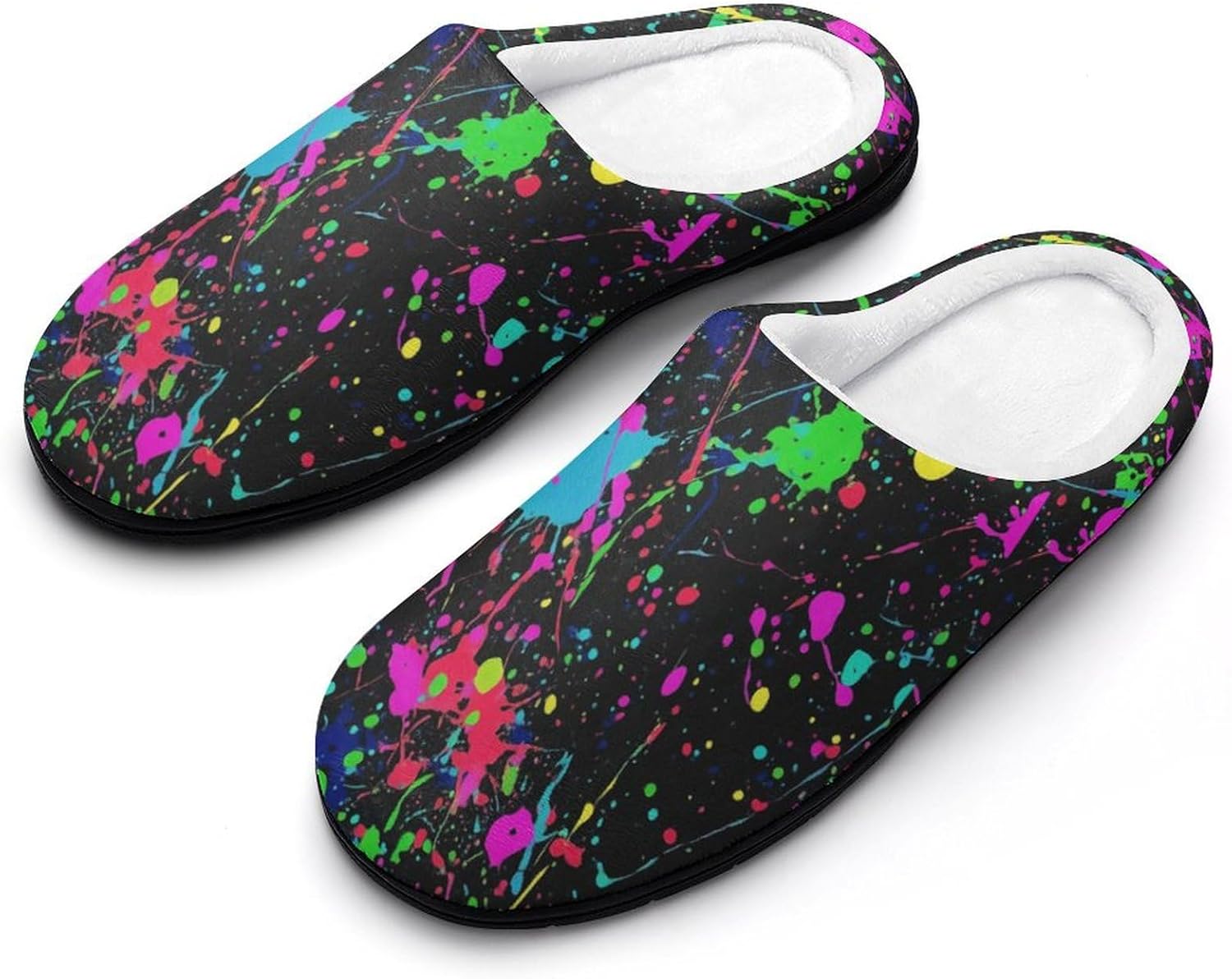 

Мужские хлопковые тапочки Neon Galaxy Planets для дома и улицы, теплые, удобные, мягкие и с противоскользящей подошвой Daihanle, Vibrant Paint Splashes