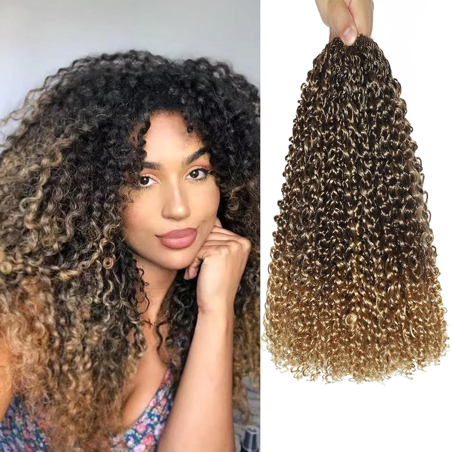 Наращивание волос Micro Kinky Curly Crochet Hair 8 упаковок (16 дюймов) Veeltras