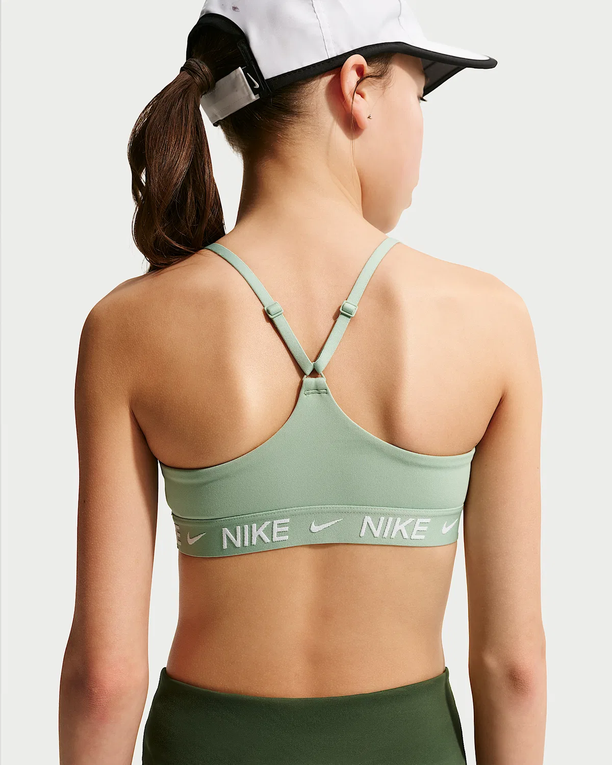 Детский спортивный бюстгальтер Nike Indy, Steam/White — фото 2