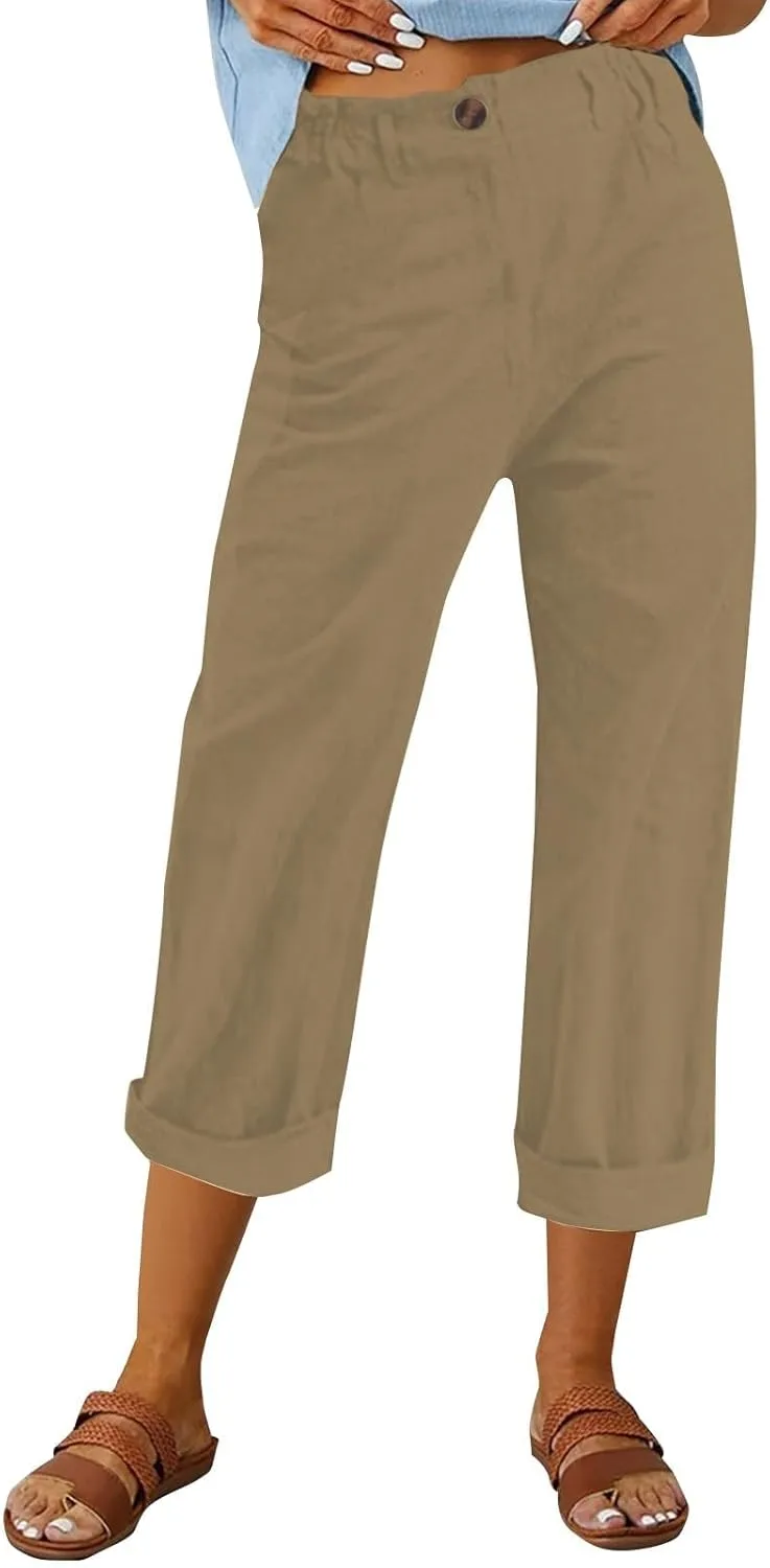 

Льняные брюки женские Wide Leg Palazzo High Waisted RODYETQQ