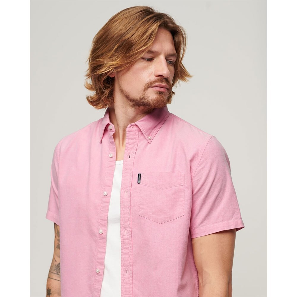 Рубашка с коротким рукавом Superdry Vintage Oxford, розовый — фото 3