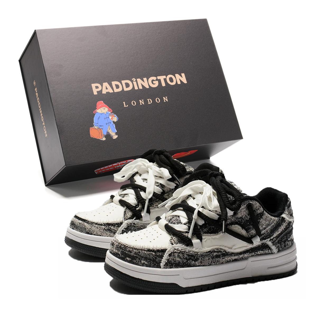 

Paddington Bears Износостойкие и легкие низкие скейтерские кроссовки унисекс черные, цвет Black