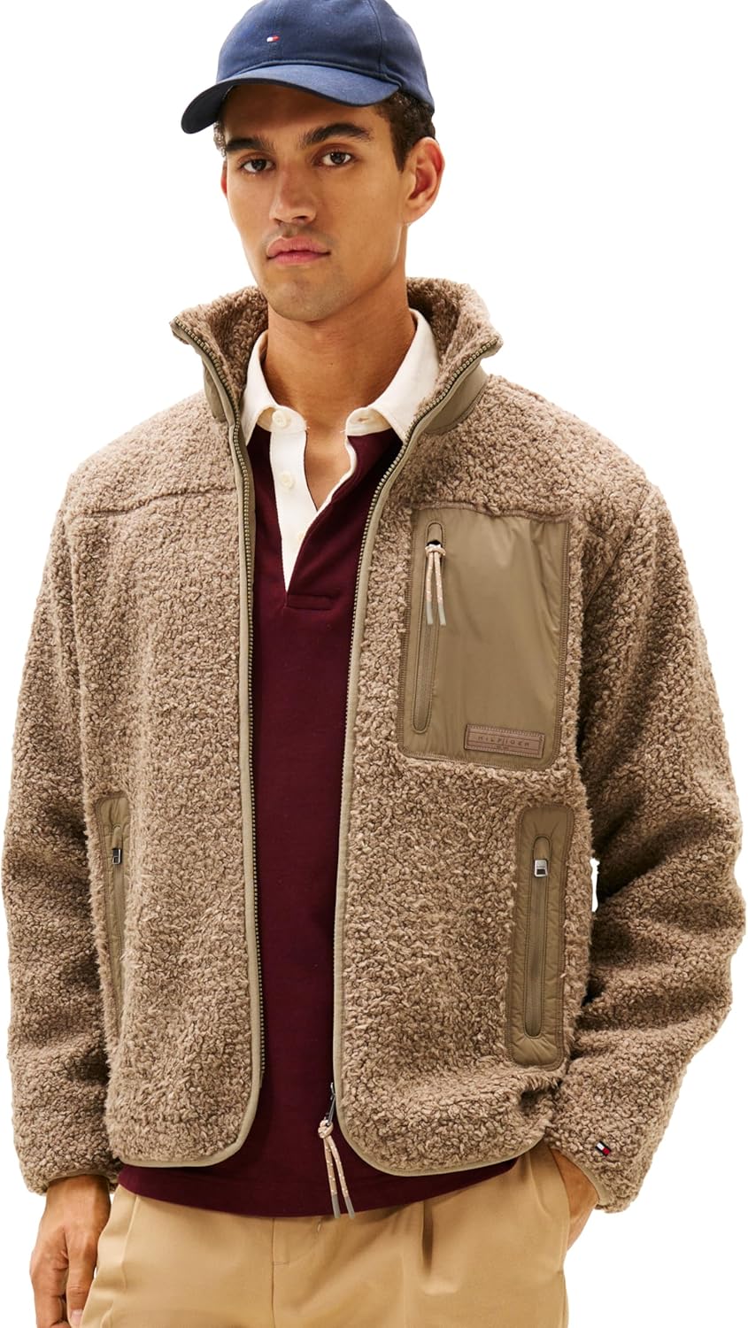 

Мужская флисовая кофта Tommy Hilfiger Teddy на молнии с карманами, Coastal Taupe