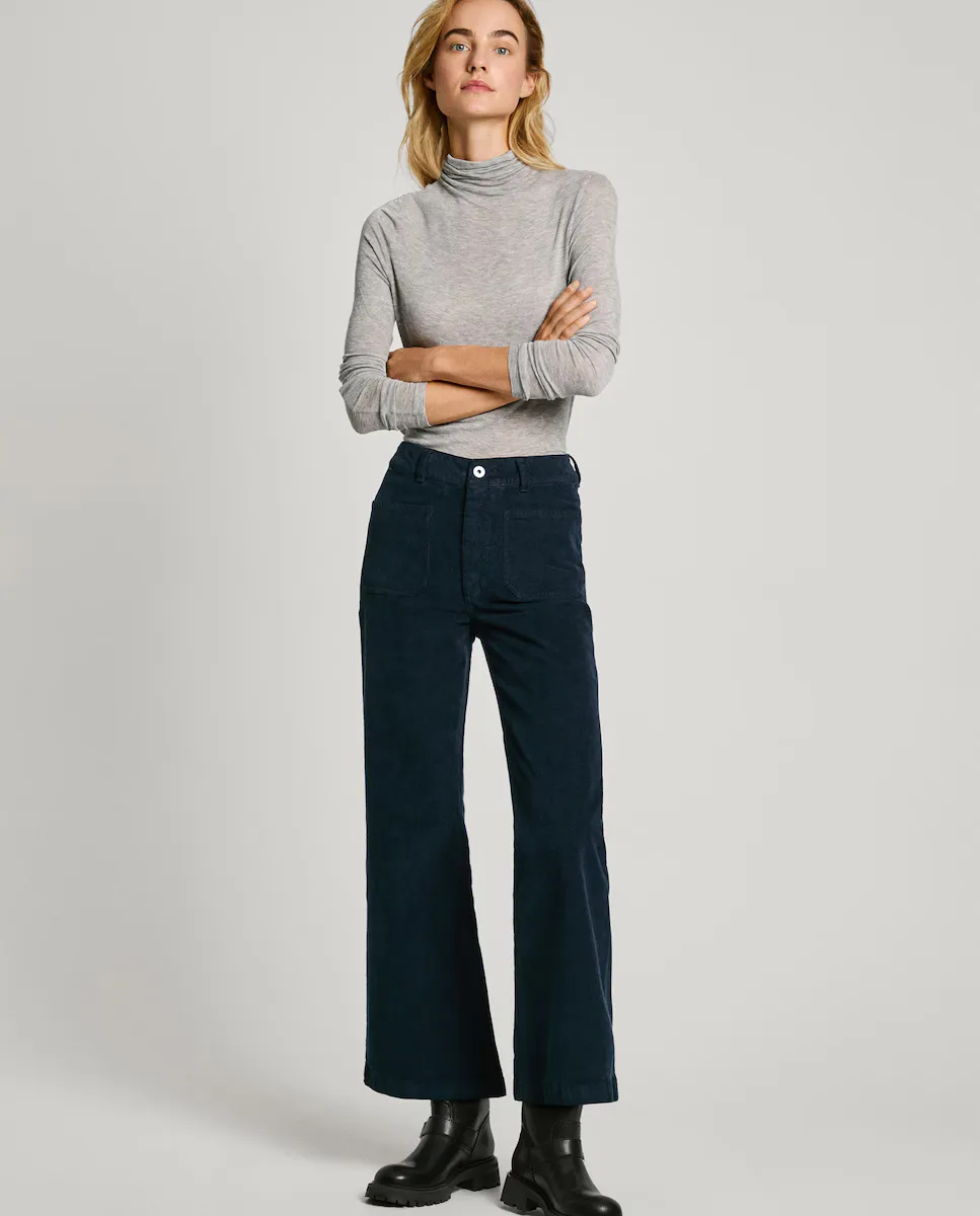 

Женские брюки-клеш из эластичного вельвета Pepe Jeans, темно-синий