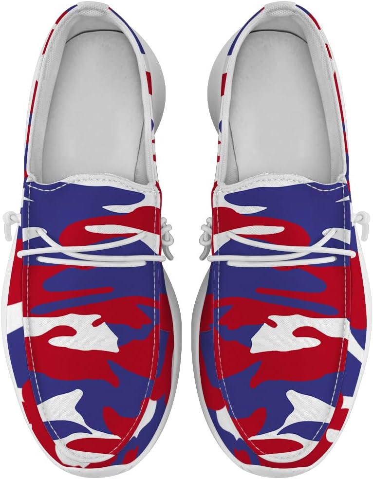 

Женские и мужские лоферы Quorax на шнуровке, слипоны, камуфляжные туфли, подарки для женщин и мужчин, красный/синий