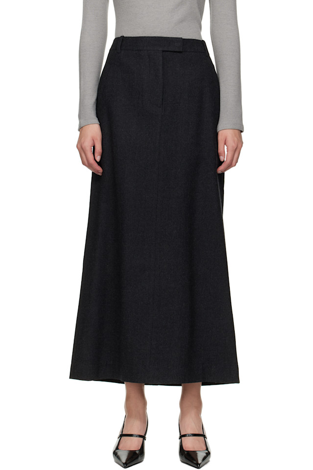 

Шерстяная удлинённая юбка модель maxi Le17Septembre, цвет charcoal
