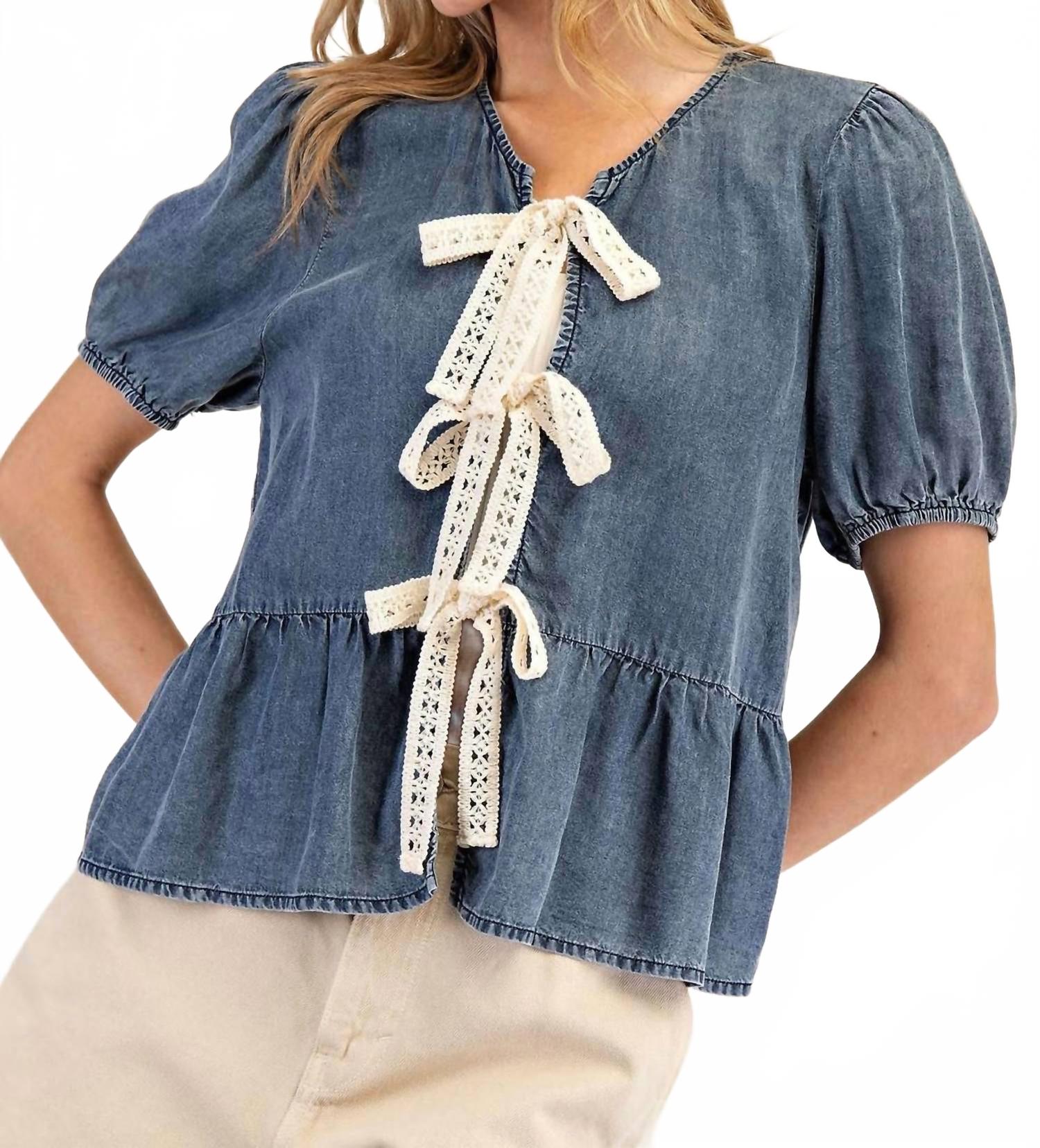 

Голубой джинсовый топ с завязками спереди Eesome