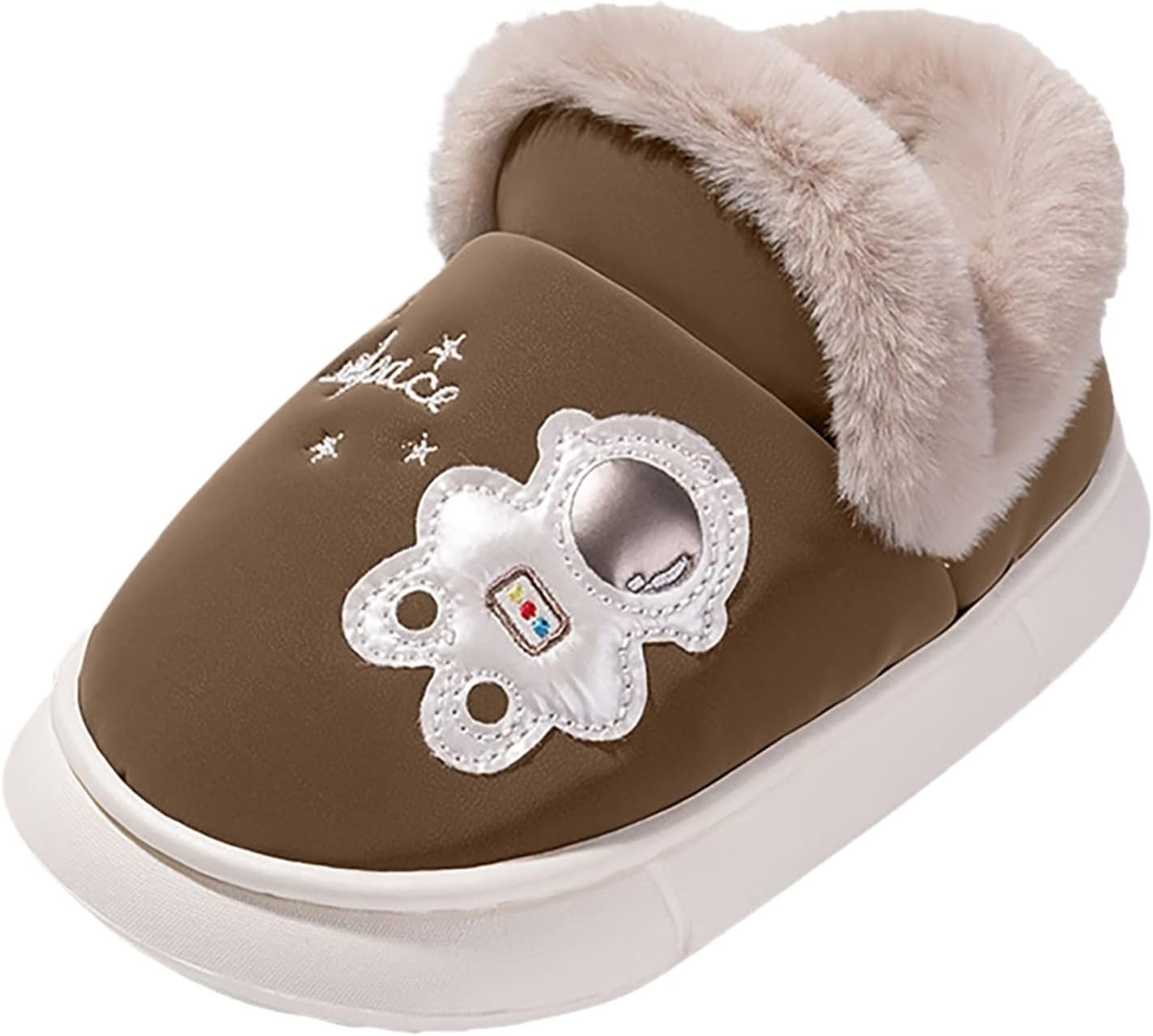 

Домашние тапочки для девочек и мальчиков с мультяшным рисунком, теплые зимние тапочки для детей (розовые, 6-12 месяцев) Generic