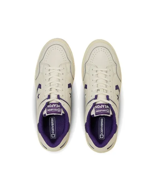 Мужские кеды из кожи CONVERSE WEAPON CC OX белые с фиолетовым — фото 3