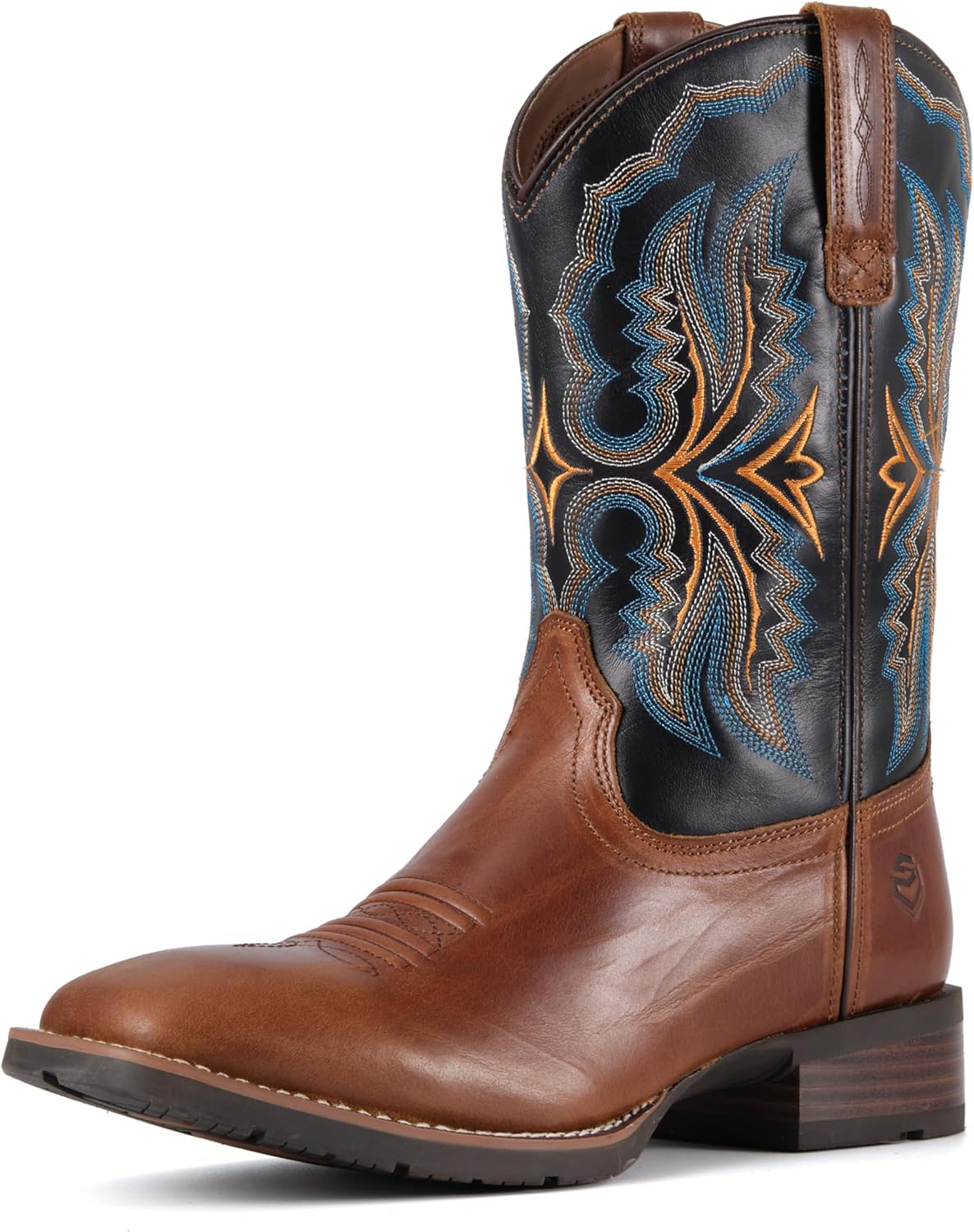 

Ботинки SUREWAY Western - мужские ботинки с квадратным носком, кожаные ботинки Wellington на мягкой подошве, прочные классические ковбойские ботинки с нескользящей подошвой, коричневый